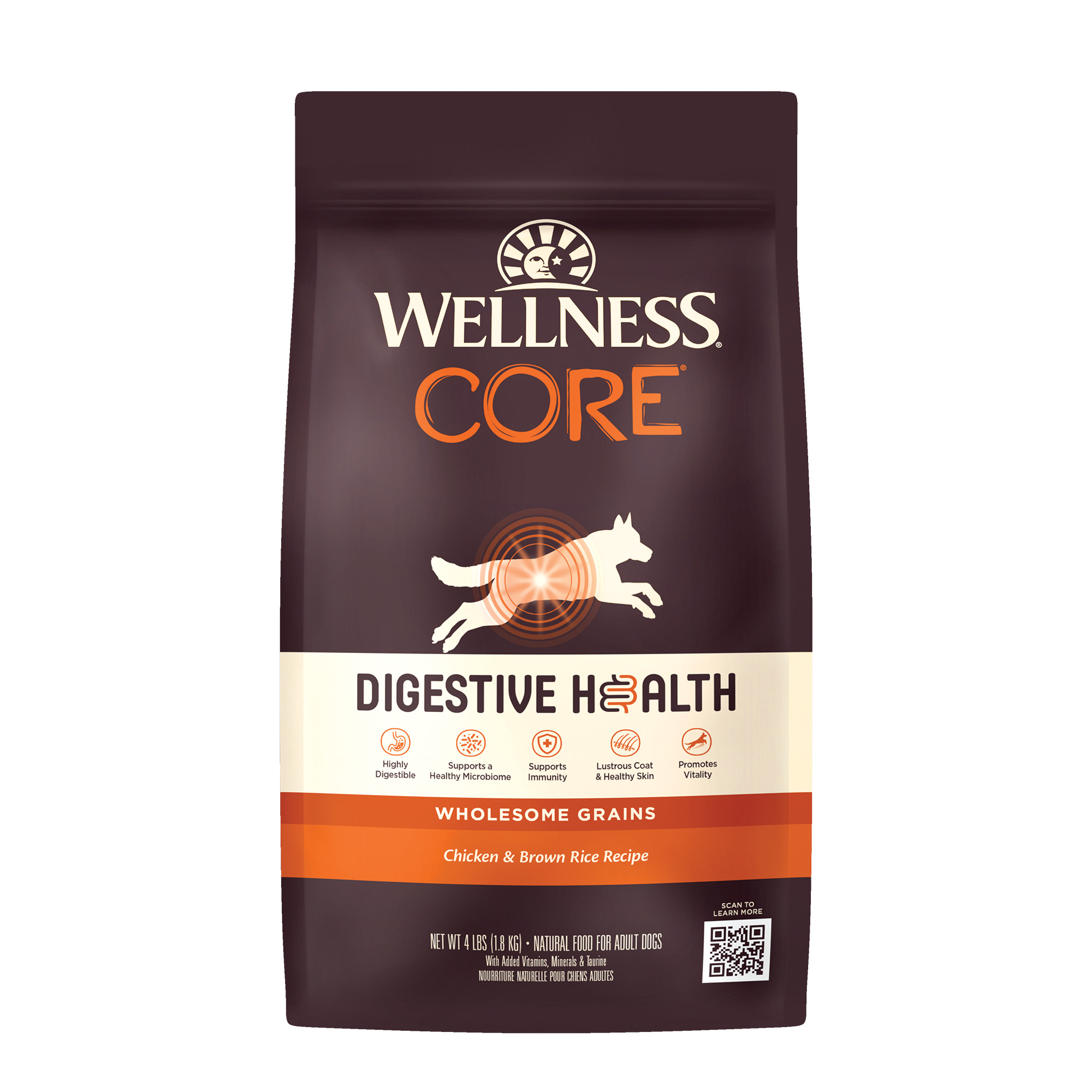Wellness Core Dog 1.8kg (4lb) Digestive Health Chicken & Brown Rice Recipe Dry Dog Food