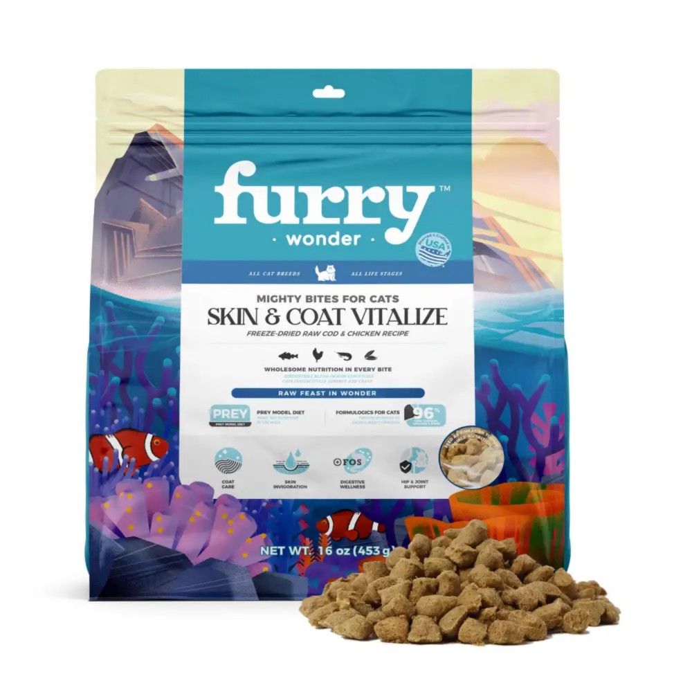 Furry Wonder Skin & Coat Vitalize Freeze-dried Raw Cod & Chicken Recipe For Cats 16oz (453g)