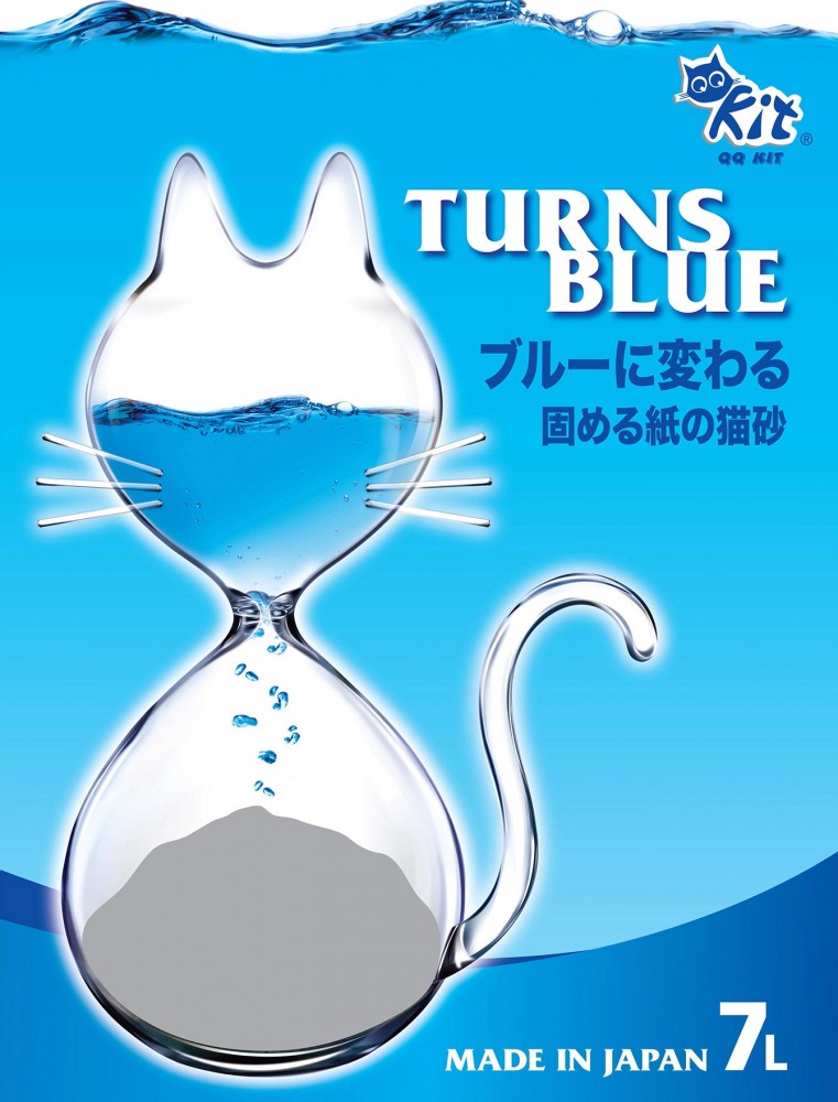 Qq Kit Recyclable Paper Cat Litter Turns Blue 7l