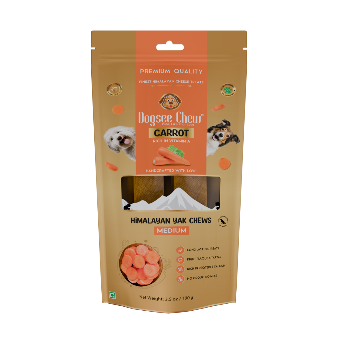 Dogsee Chew Dog 100g Carrot Medium Bars Dog Treat