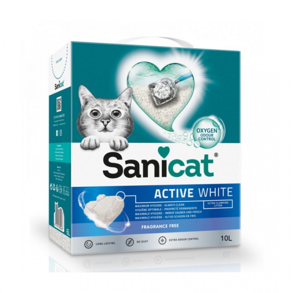 Sanicat 10l Active White Unscented Bentonite Cat Litter