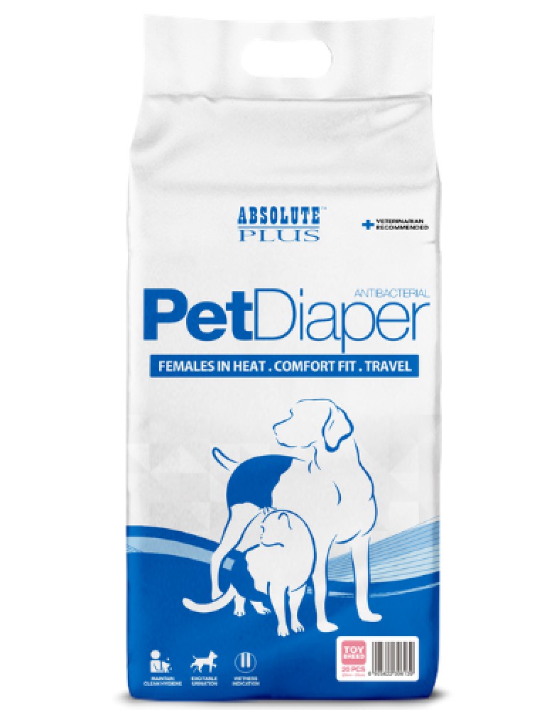 Absolute Plus Comfort Fit Antibacterial Disposable Pet Diaper Large - 12 Pcs