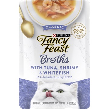 Fancy Feast Cat 40g Broths Classic Tuna, Shrimp & Whitefish Wet Cat Food