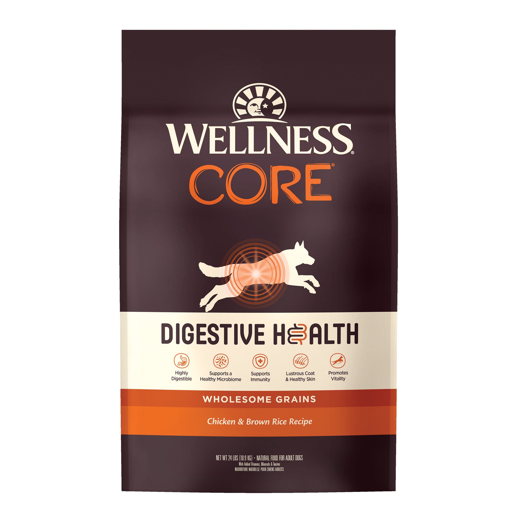 Wellness Core Dog 10.9kg (24lb) Digestive Health Chicken & Brown Rice Recipe Dry Dog Food