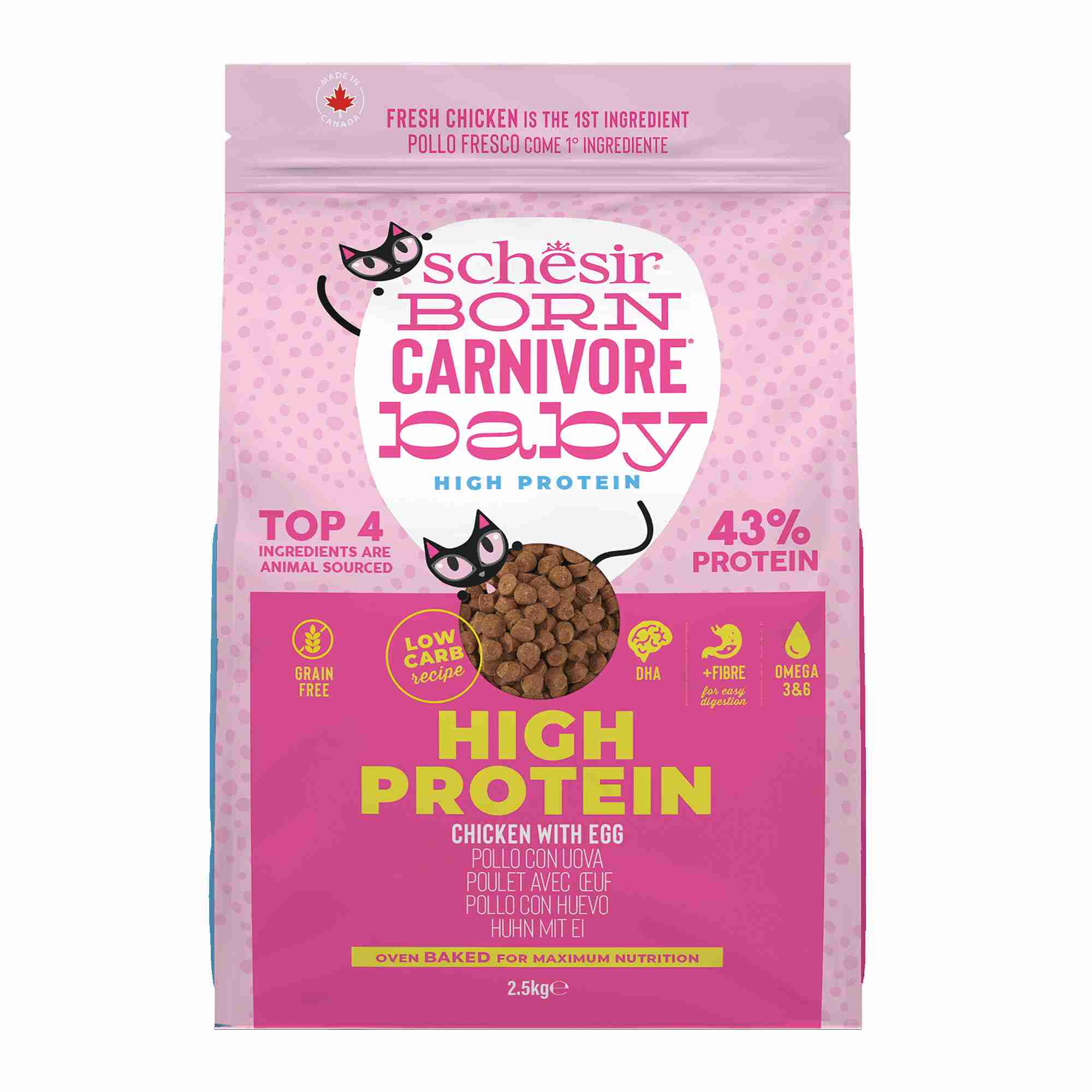 Schesir Cat 2.5kg Born Carnivore Chicken With Egg Baby Cat Baked Dry Recipe Dry Cat Food