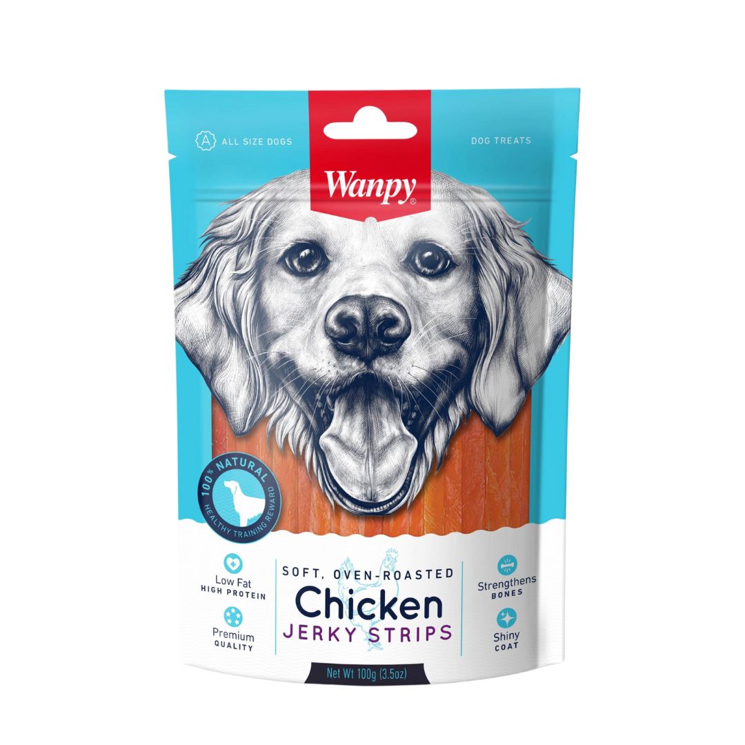 Wanpy Dog 100g Soft Chicken Jerky Strips Dog Treat