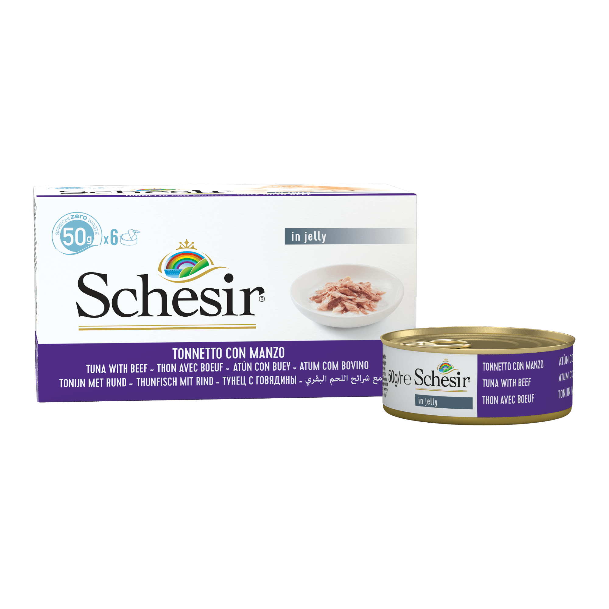 Schesir Cat (6 X 50 G) Multipack Tuna With Beef Fillets Wet Cat Food