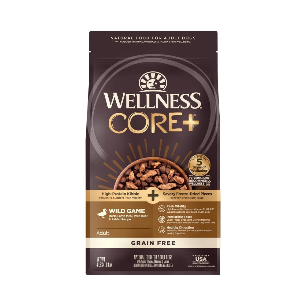 Wellness Core+ (formerly Rawrev) Dog 1.8kg (4lb) Wild Game With Freeze Dried Lamb Grain Free Dry Dog Food