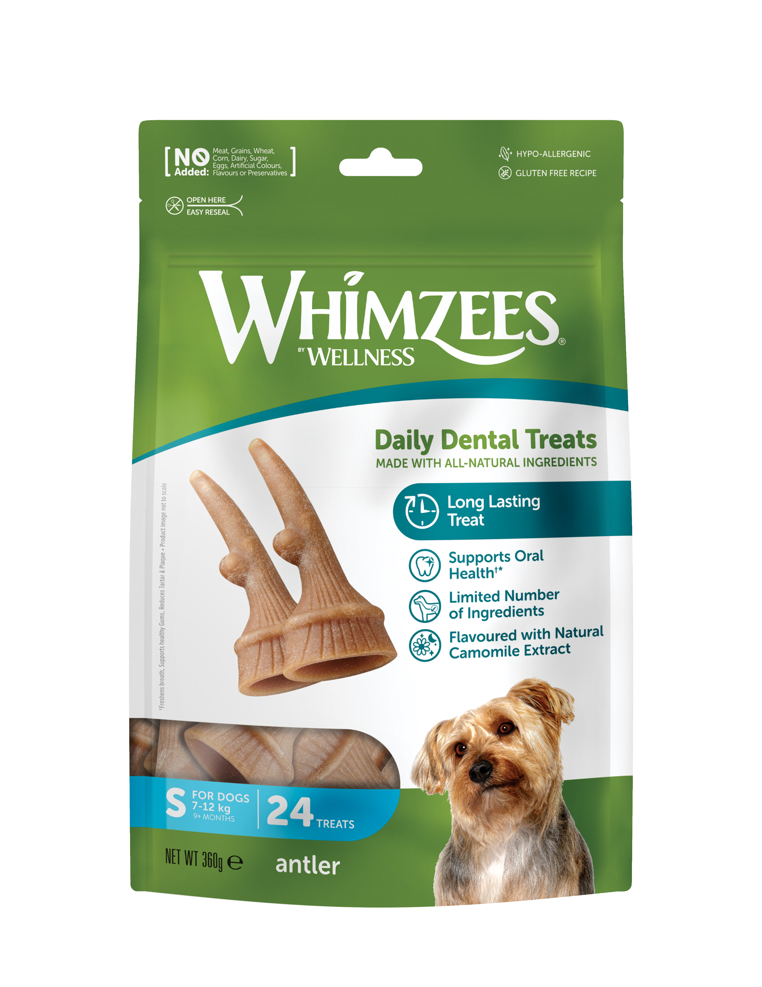 Whimzees Dog Occupy Antler 24pcs (s) Value Bag Dental Chews For Dogs