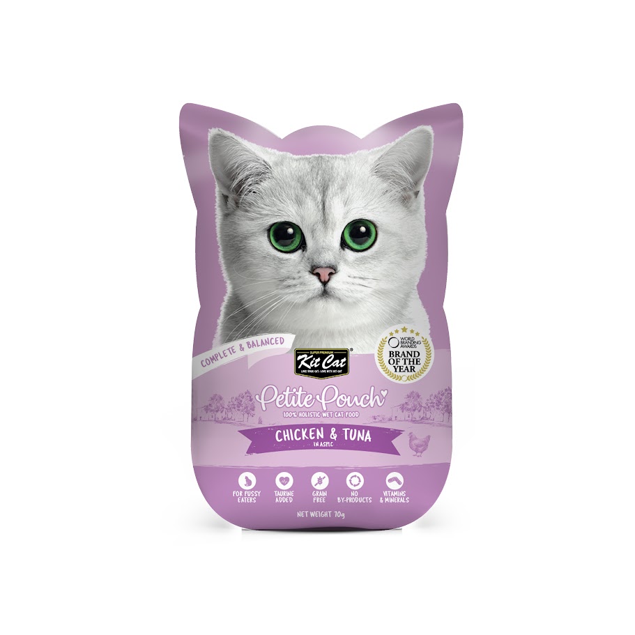 Kit Cat 70g Petite Pouch Complete & Balanced Chicken & Tuna In Aspic Wet Cat Food