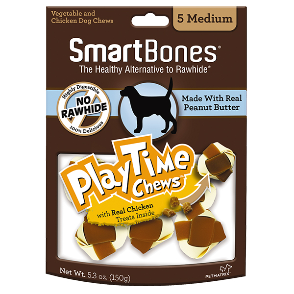 Smartbones Dog 5pcs Medium Playtime Chews Peanut Butter Dog Treat