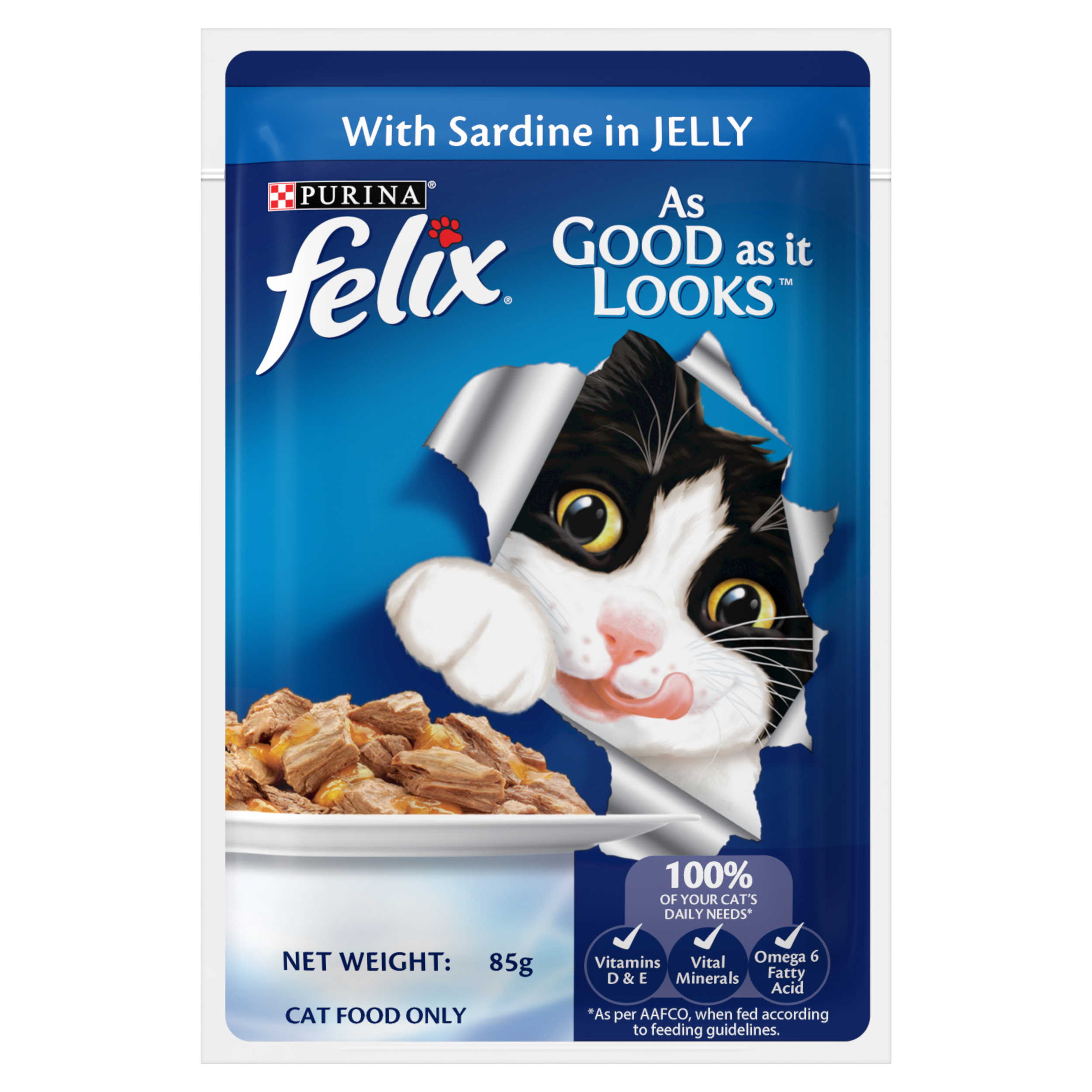Felix Cat 85g Adult Sardine In Jelly Pouch Wet Cat Food