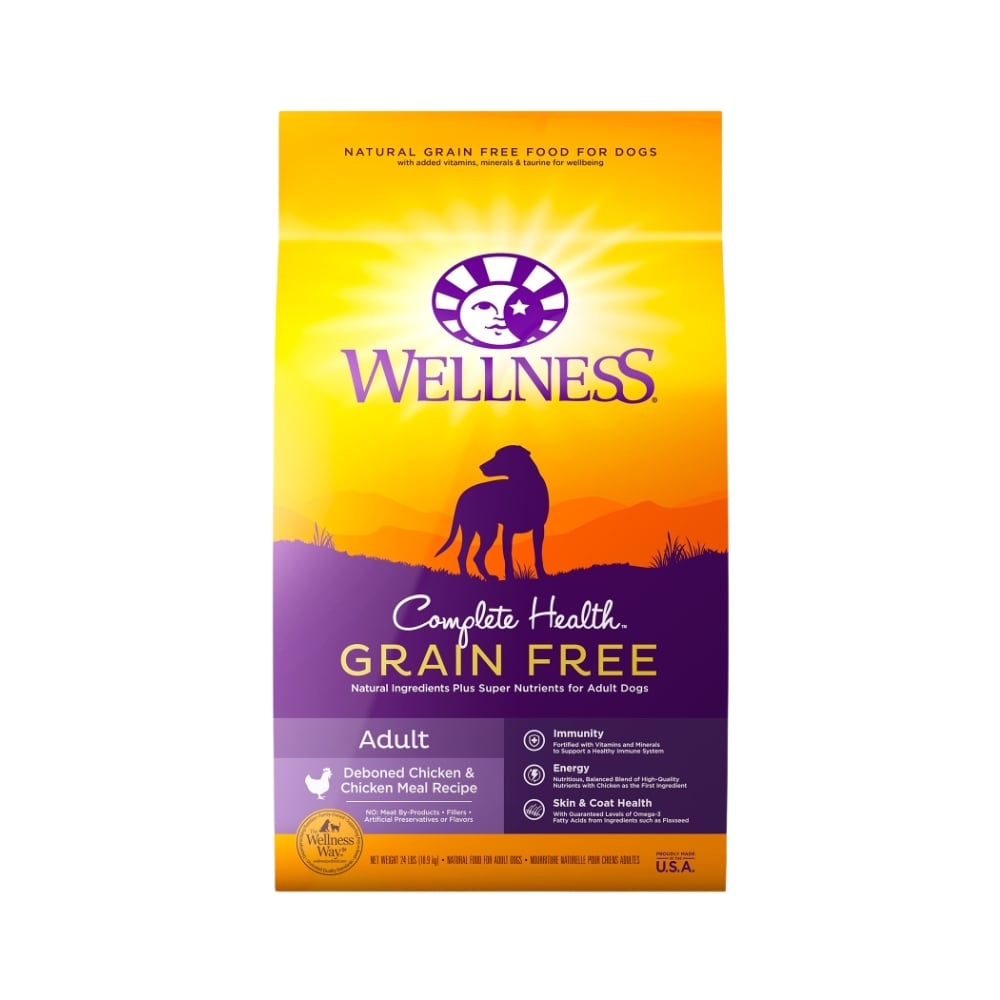 Wellness Dog 10.9kg (24lb) Complete Health Grain Free Adult Deboned Chicken & Chicken Meal Dry Dog Food