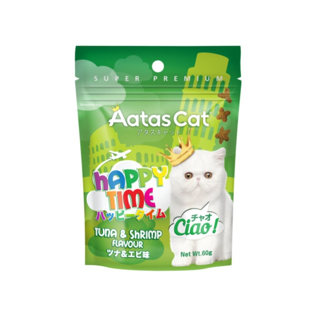 (exp: 23 Aug 2025) Aatas Cat 60g Happy Time Tuna & Shrimp Treat