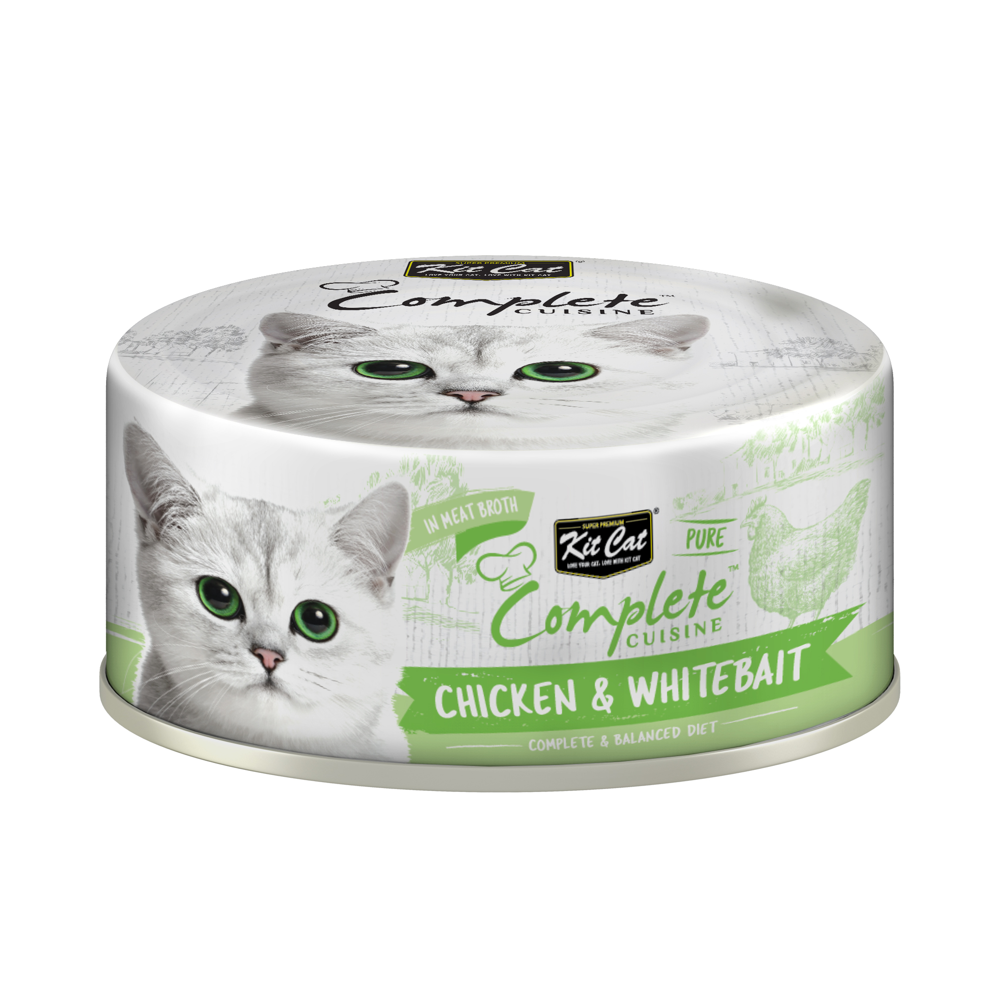 Kit Cat Cat 70g Complete Cuisine Pure Chicken & Whitebait Wet Cat Food