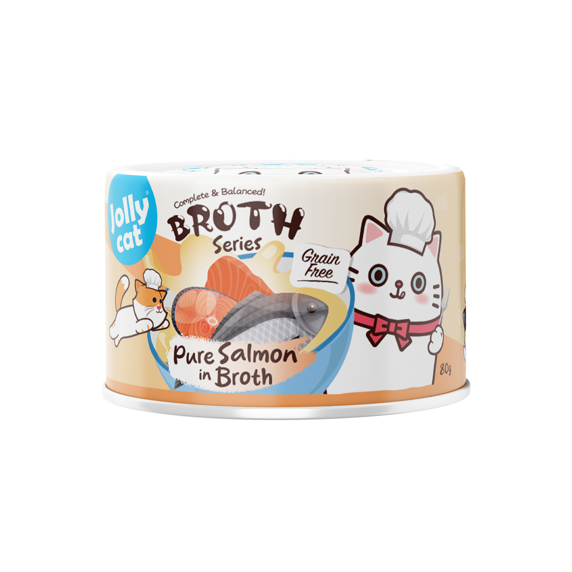 Jollycat Cat 80g Complete & Balanced Pure Salmon In Broth Wet Cat Food
