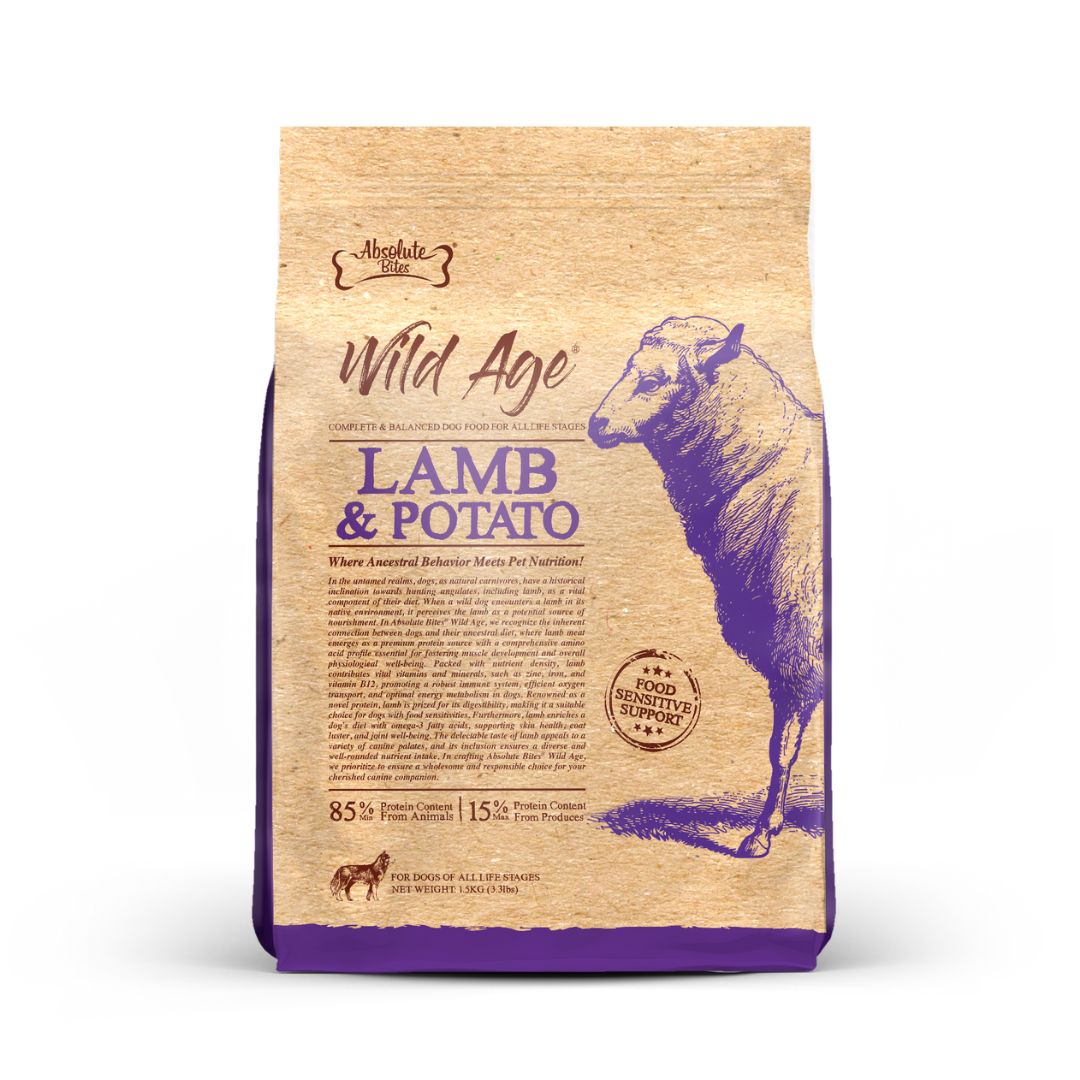 Absolute Bites Dog Wild Age 1.5kg Lamb & Potato Dry Dog Food