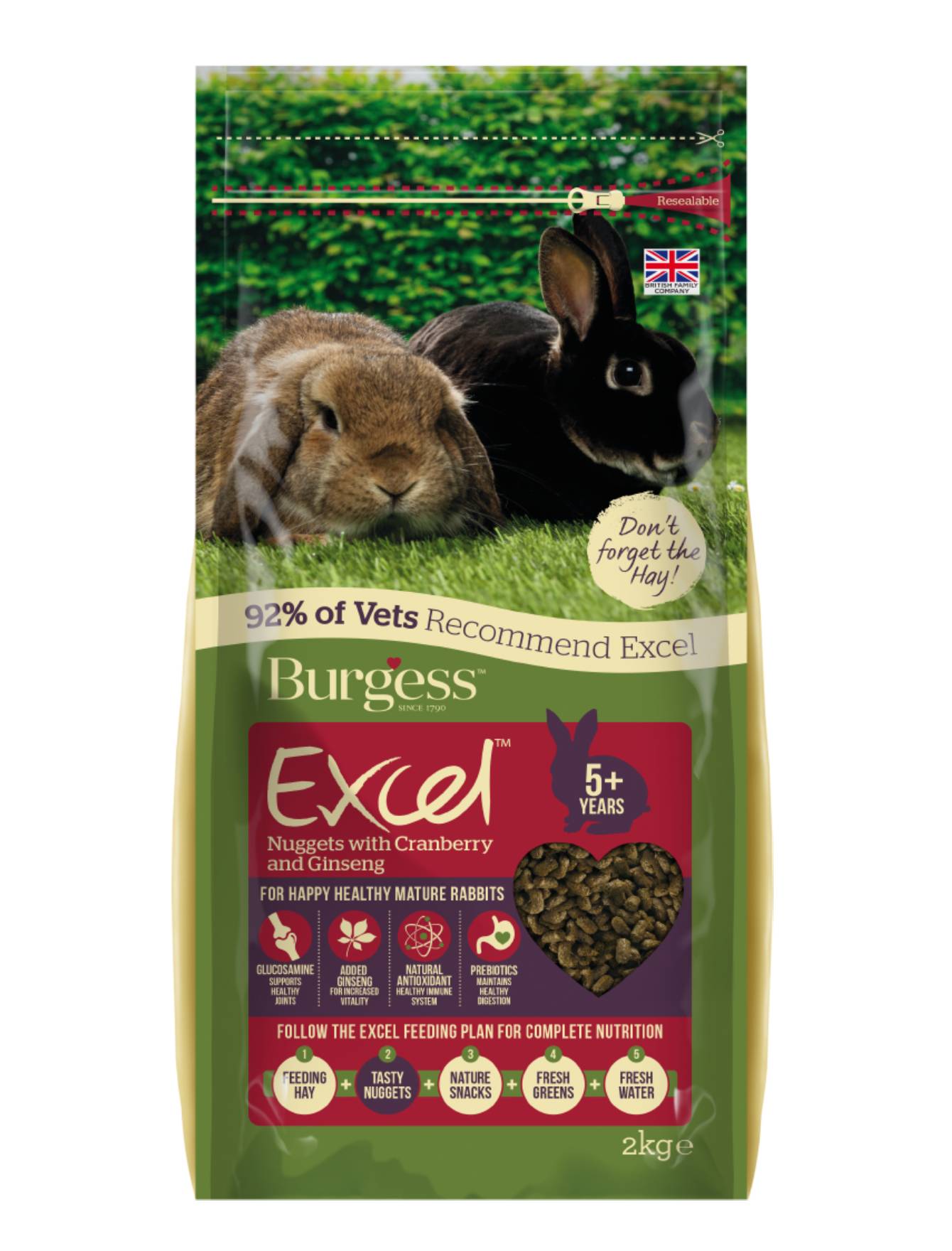 Burgess Excel 2kg Nuggets With Cranberry And Ginseng Senior Rabbit Food