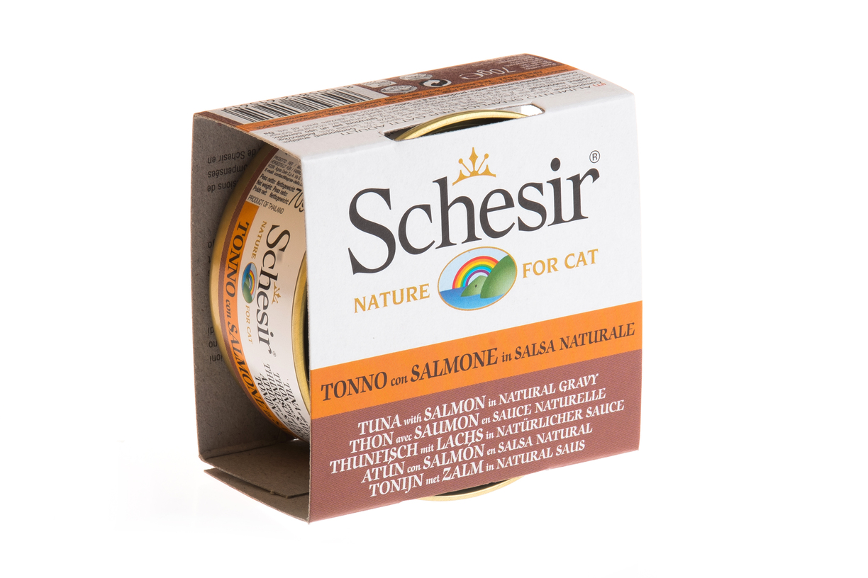 Schesir Cat 70g Tuna With Salmon In Natural Gravy Wet Cat Food