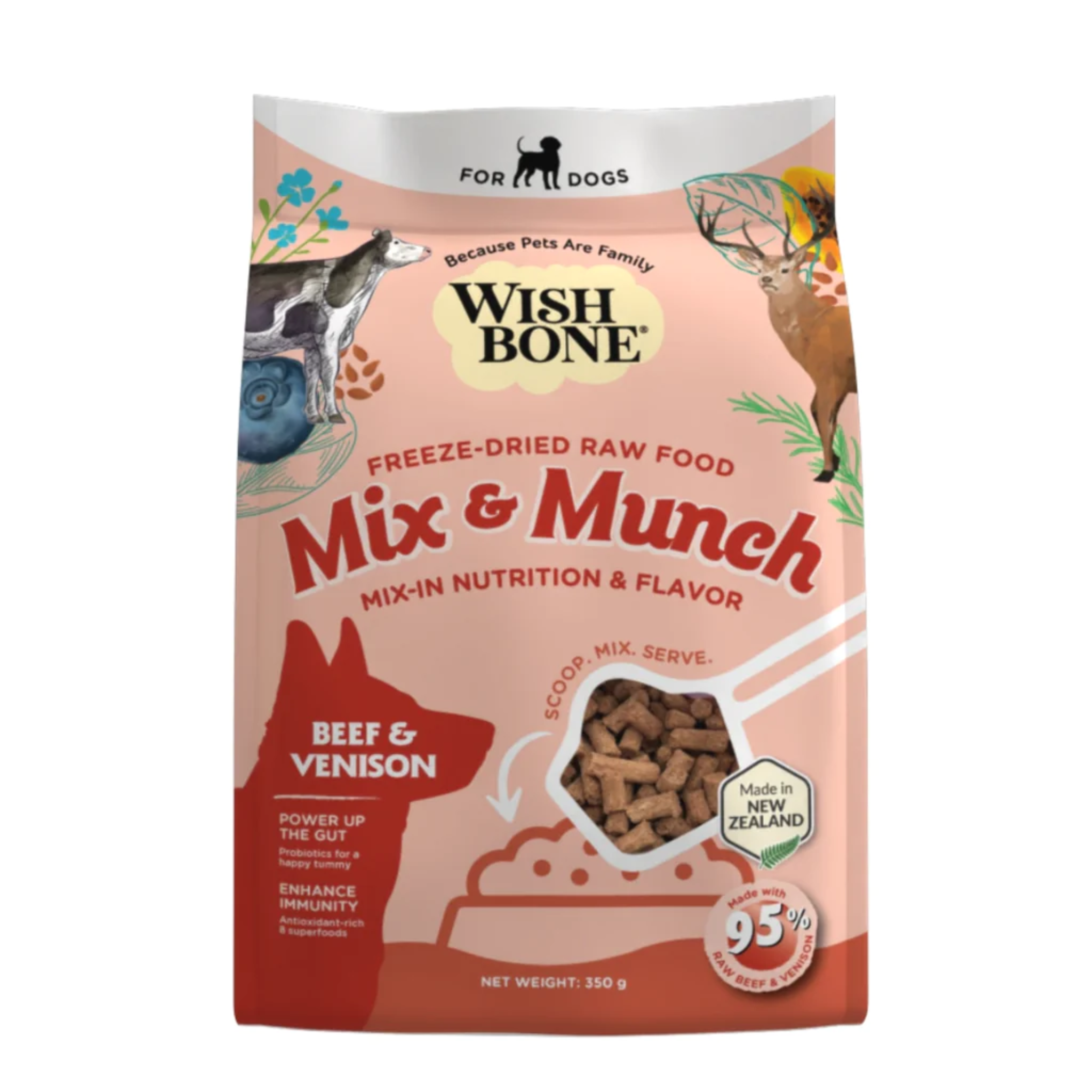Wishbone Dog 350g Mix & Munch Beef & Venison Grain-free Freeze-dried Raw Food Dog Food Topper