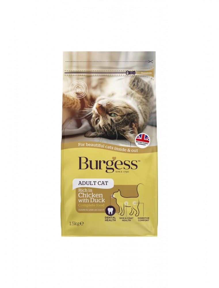 Burgess Cat 1.5kg Chicken & Duck Adult Dry Cat Food