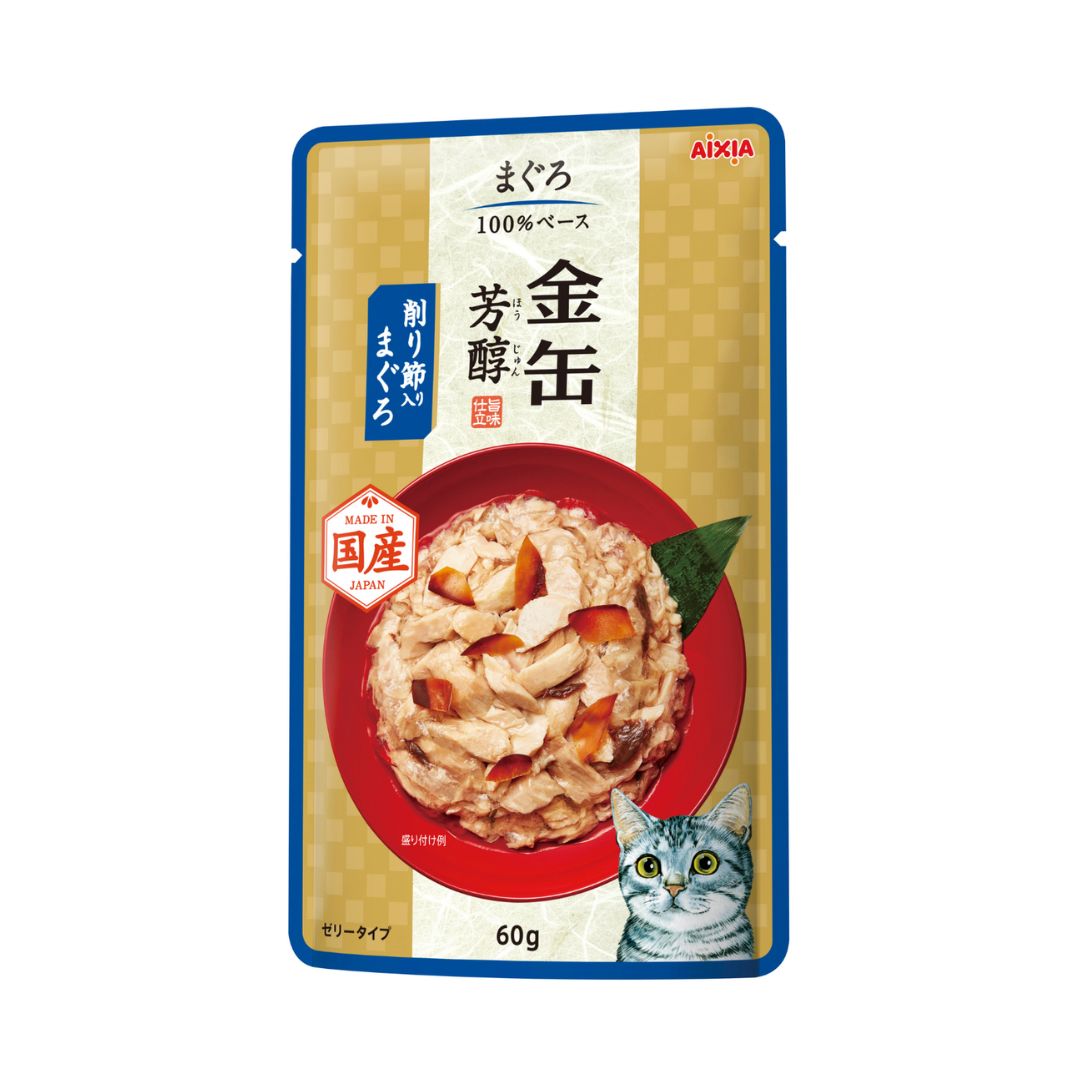 Aixia Kin Can Rich Pouch 60g Tuna & Dried Skipjack Wet Cat Food (gcp4)