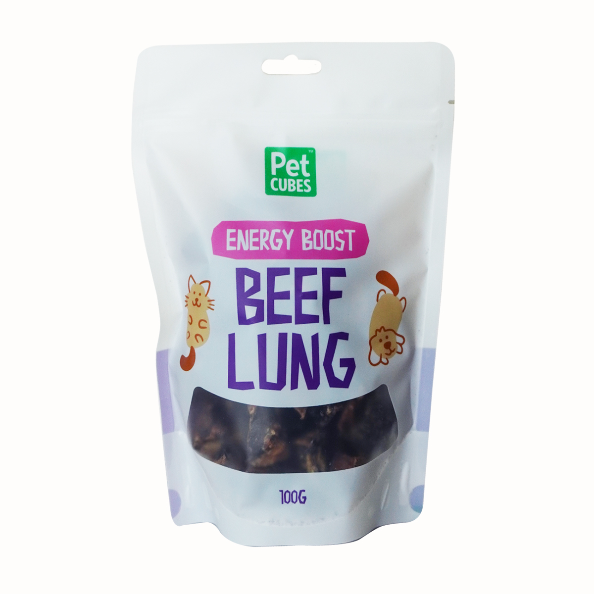 Pet Cubes 100g Beef Lung Natural Dry Treats For Dogs / Cats