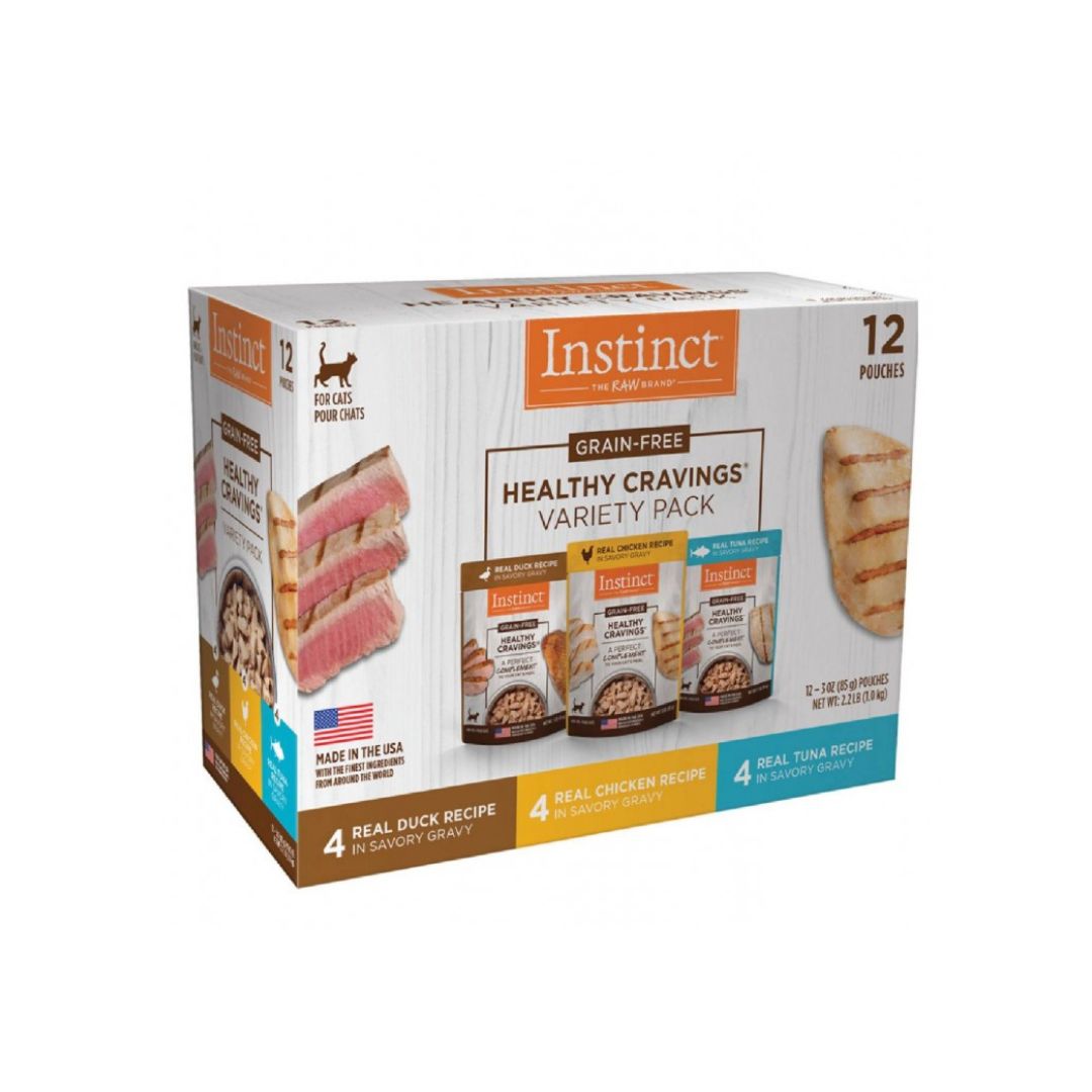 Instinct Cat 3oz X 12 Healthy Cravings Pouch Variety Pack Wet Cat Food Topper
