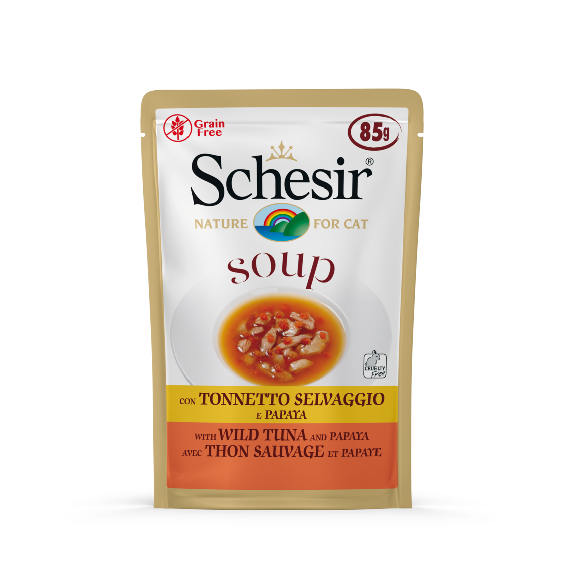 Schesir Cat 85g Wild Tuna & Papaya Pouches In Soup Wet Cat Food