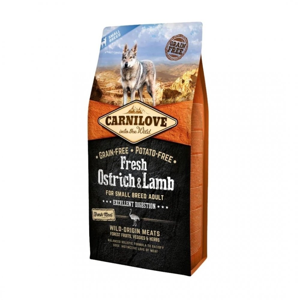 Carnilove Dog 6kg Small Breed Ostrich & Lamb Excellent Digestion Dry Dog Food