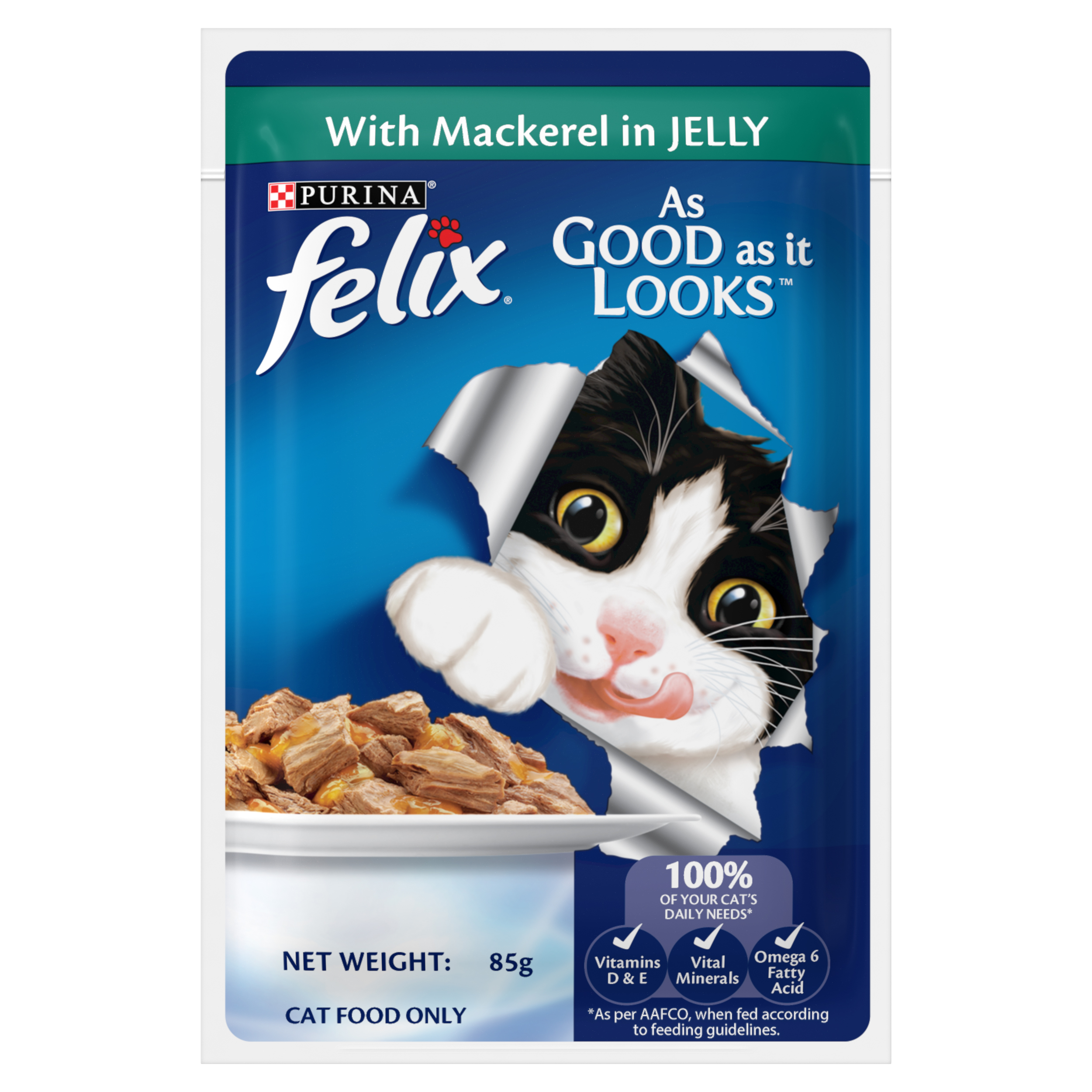 Felix Cat 85g Adult Mackerel In Jelly Pouch Wet Cat Food