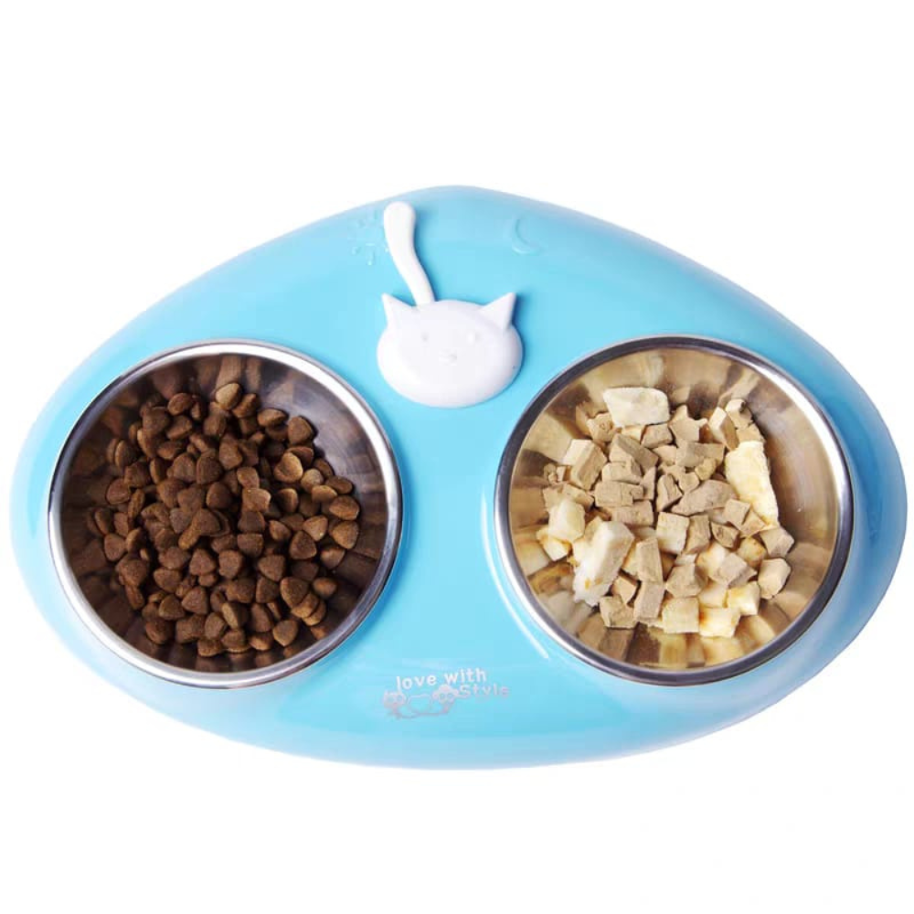 Super Design Feed Me Time Double Cat Dish Assorted Colors