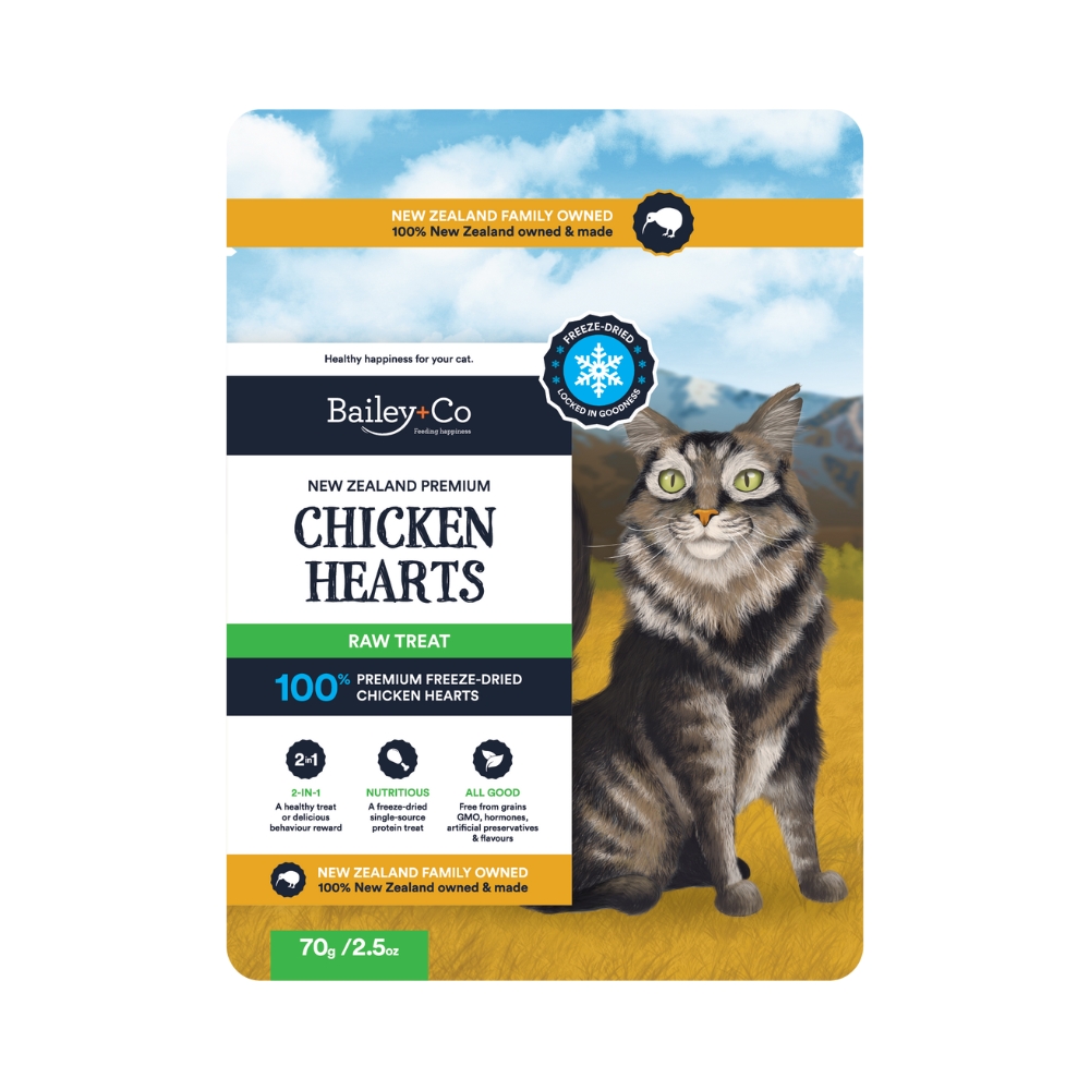 Bailey+co Cat 70g New Zealand Premium Chicken Heart Cat Treats