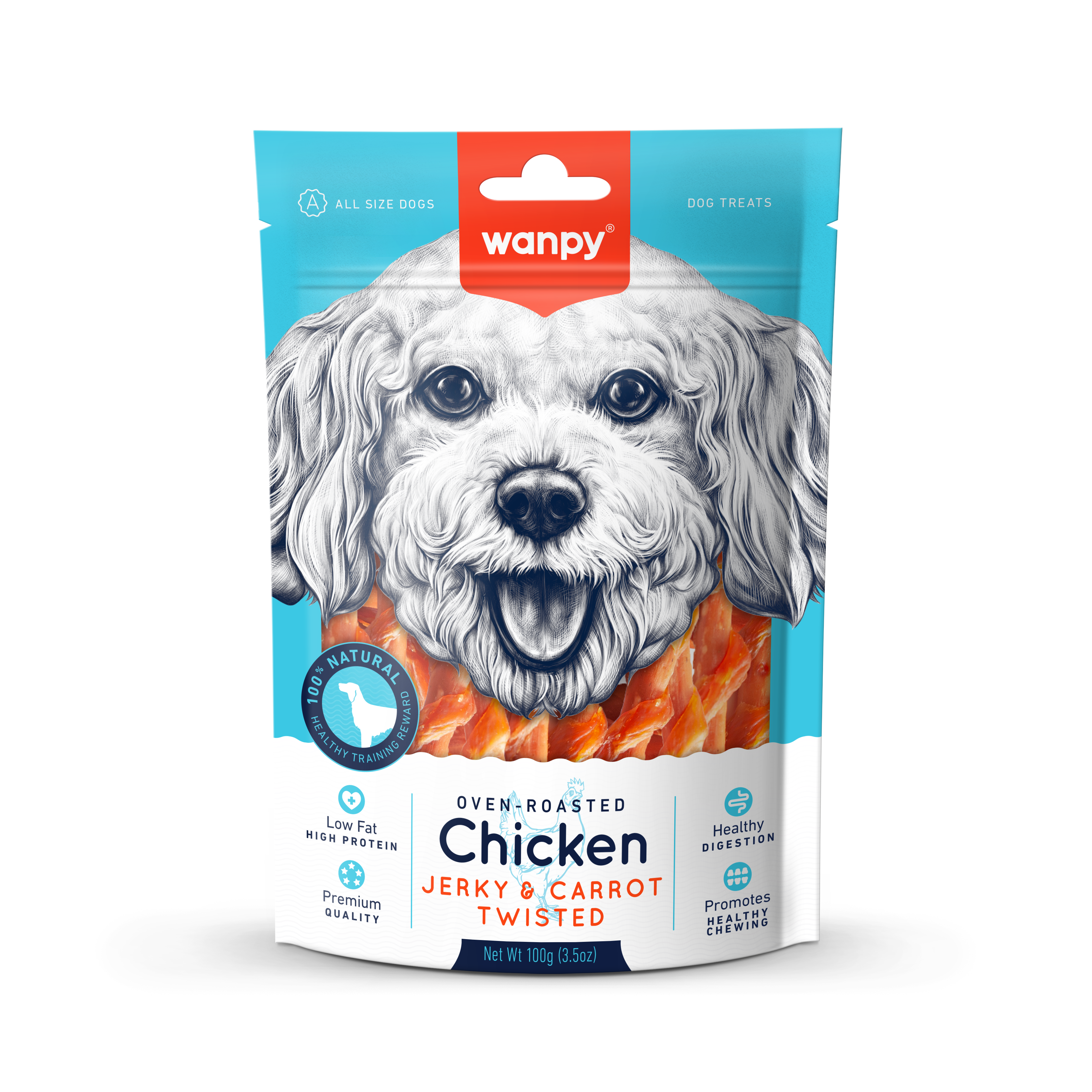 Wanpy Oven-roasted Chicken & Carrot Stick Twisted 100g Dog Snack