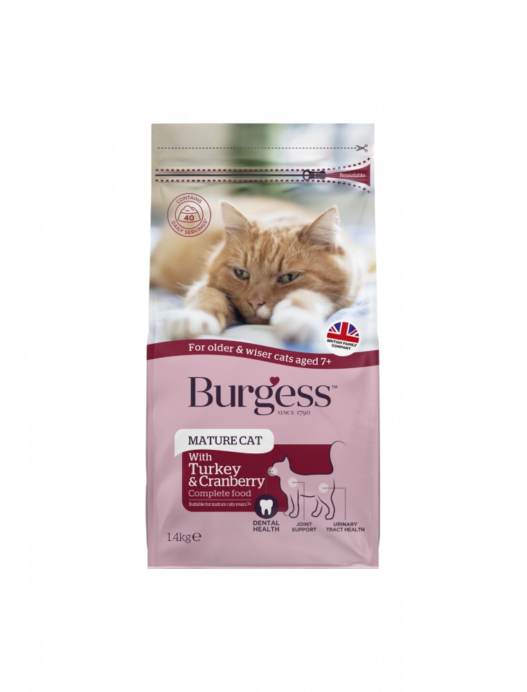 Burgess Cat 1.4kg Turkey & Cranberry Mature Dry Cat Food