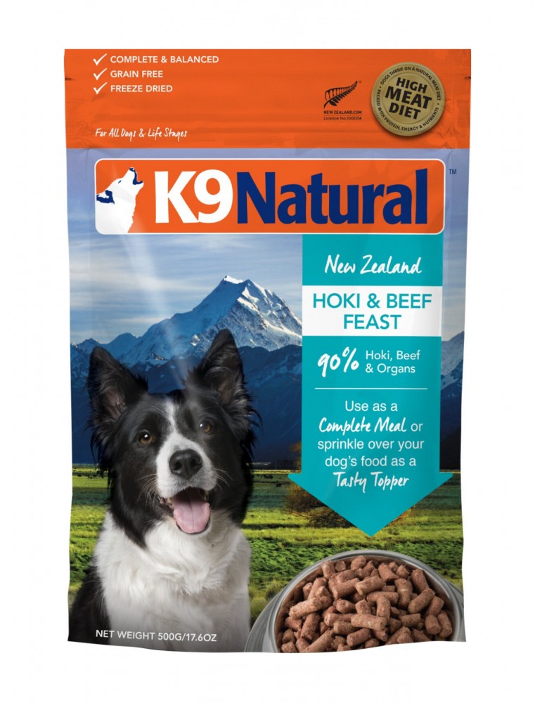 (exp: 13 Apr 2025) K9 Natural Dog Freeze Dried 500g Hoki & Beef Dry Dog Food