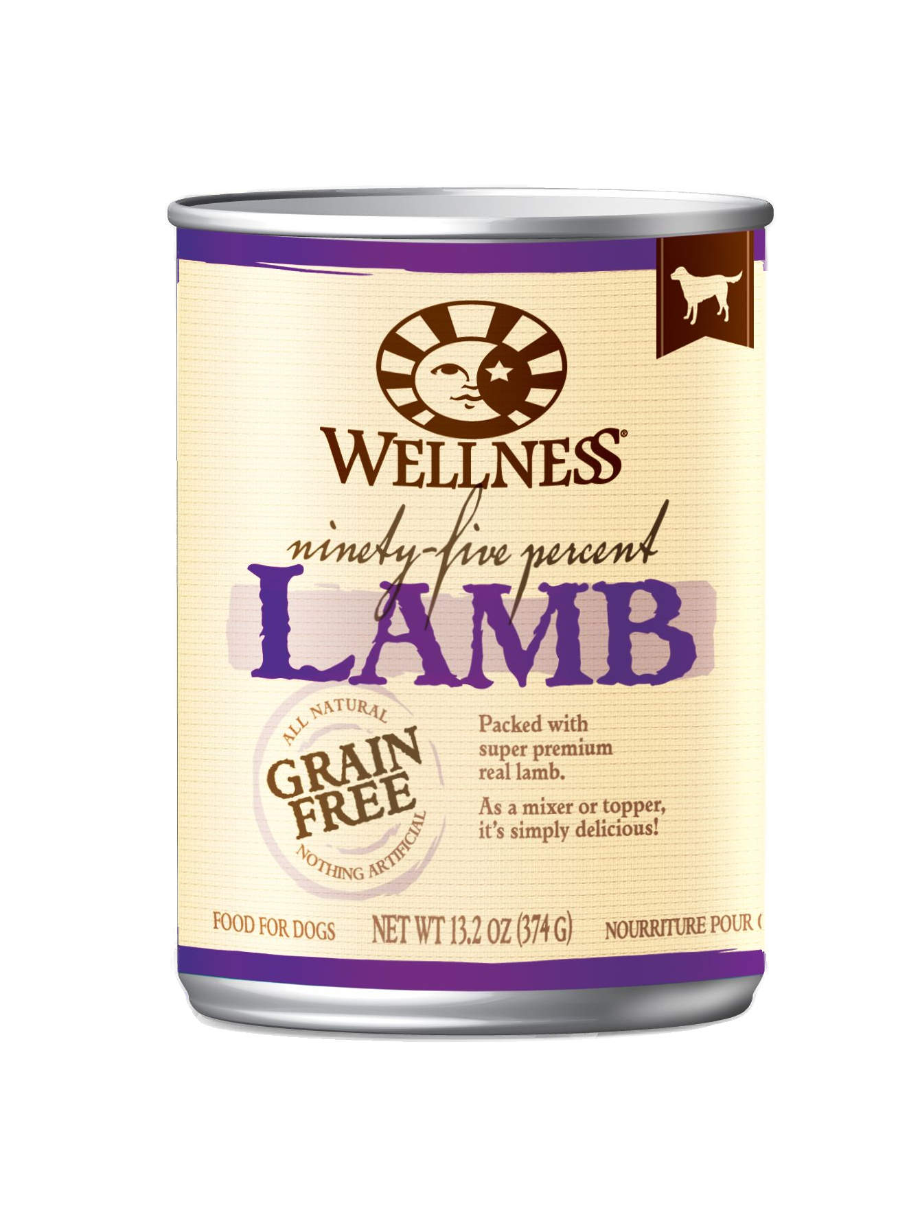 Wellness 95% Lamb Mixer & Topper Grain Free Wet Dog Food 374g