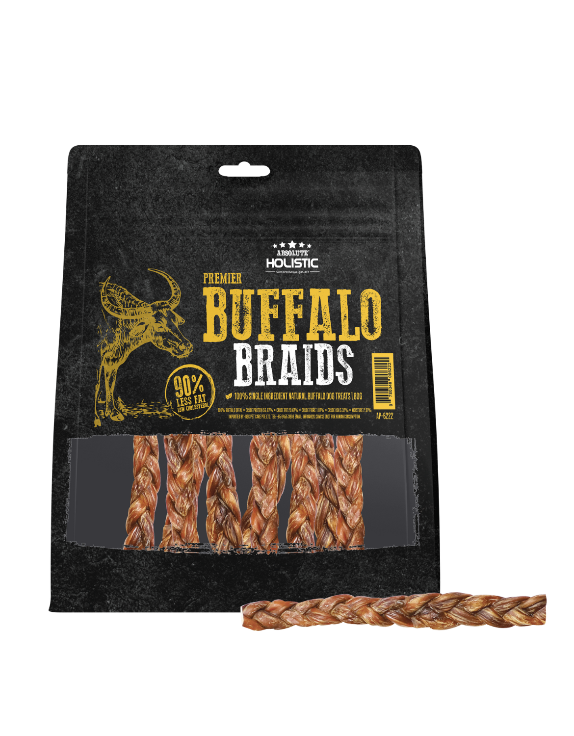 Absolute Holistic Premier Dog Treats - Buffalo Braids (13pcs/200g)