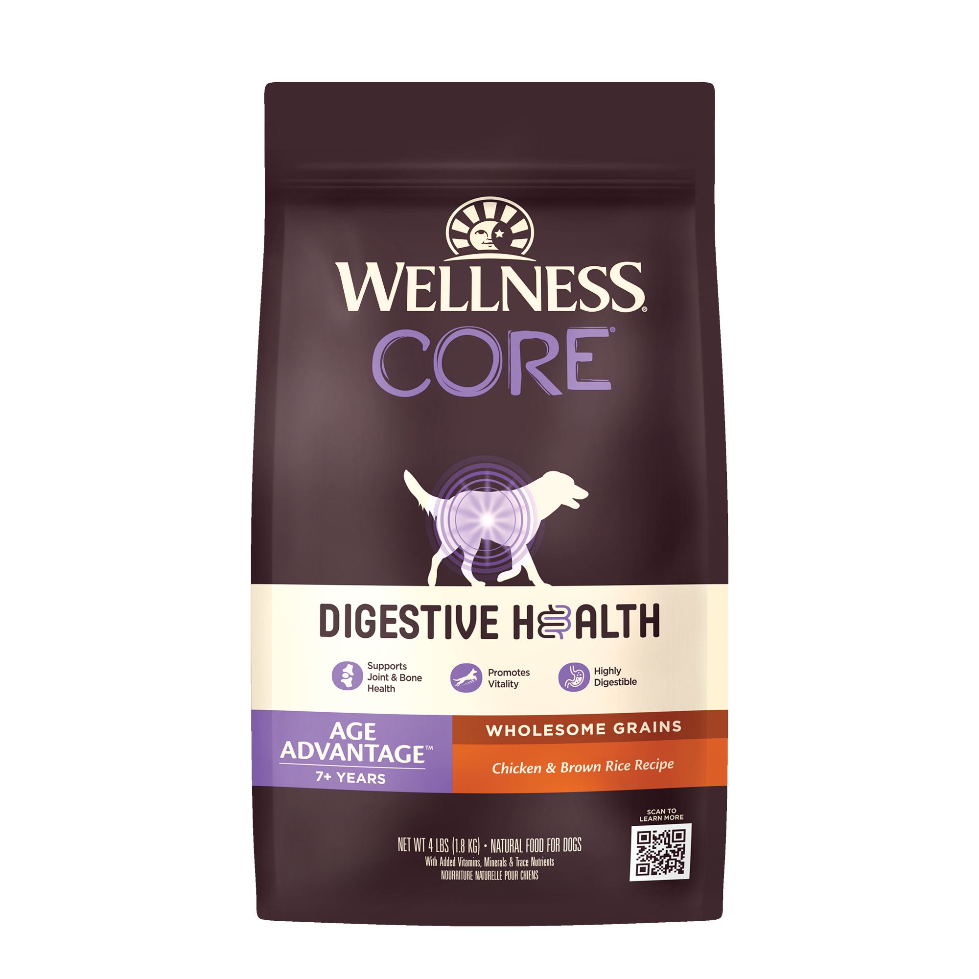 Wellness Core Dog 1.8kg (4lb) Digestive Health Age Advantage Chicken & Brown Rice Dry Dog Food