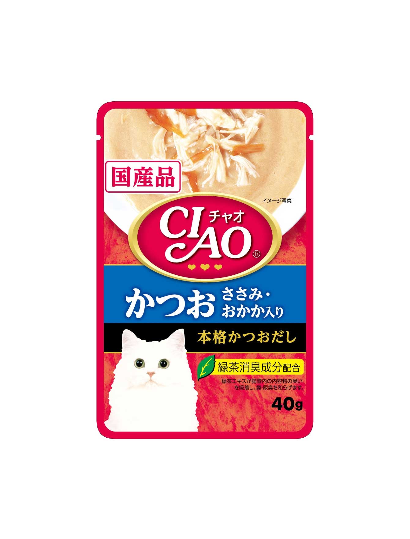 Ciao Pouch 40g Tuna Katsuo & Chicken Fillet Topping Dried Bonito Wet Cat Food