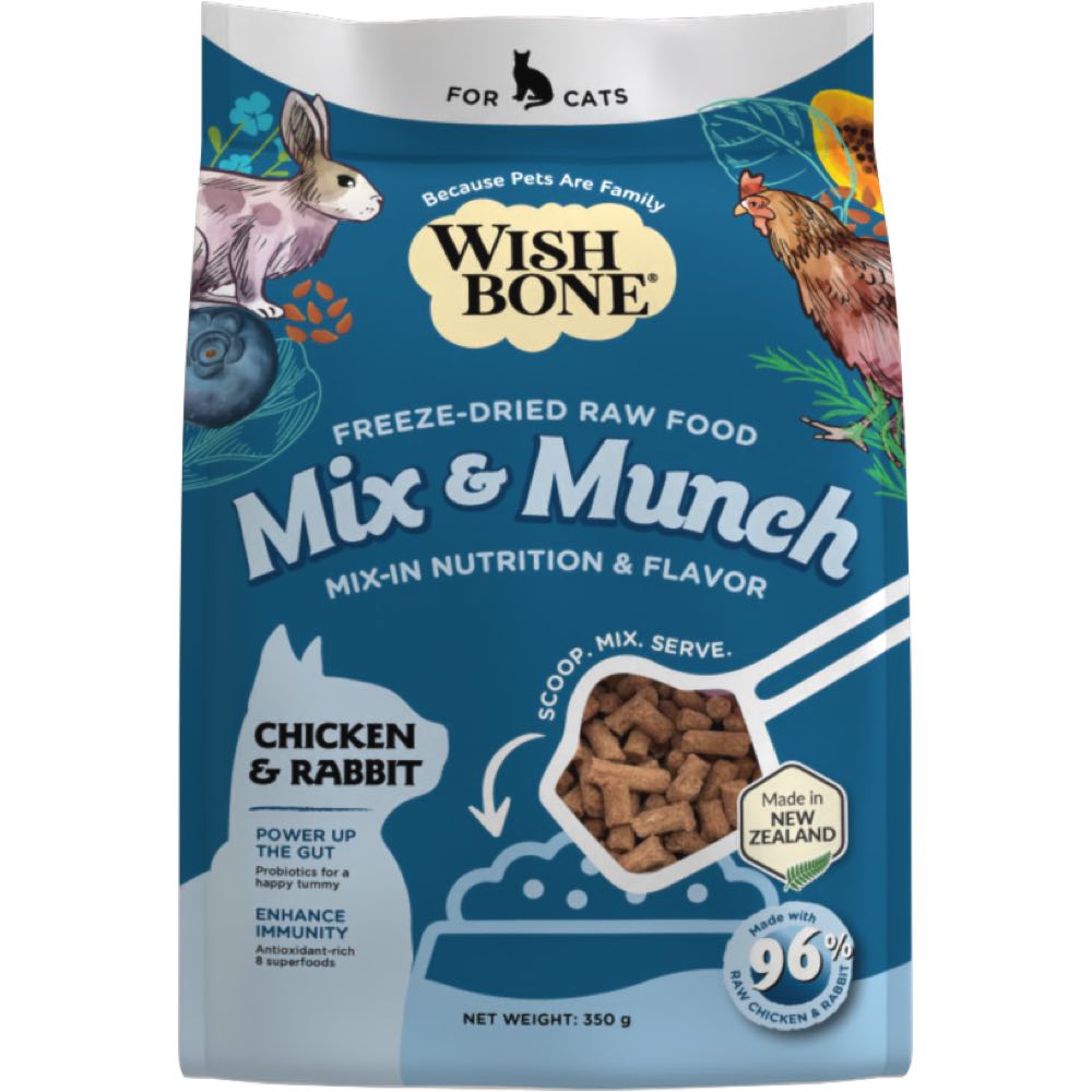 Wishbone Cat 350g Mix & Munch Chicken And Rabbit Freeze Dried Raw Cat Food