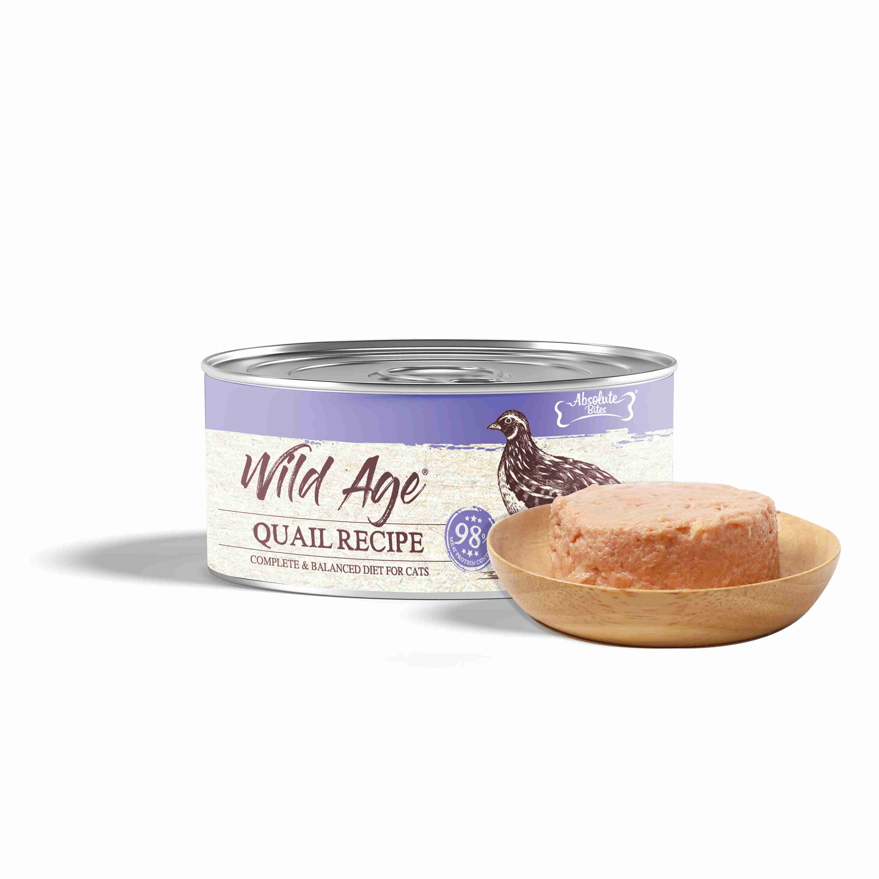 Absolute Bites Wild Age Cat 80g Complete & Balanced Diet Quail Canned Wet Cat Food