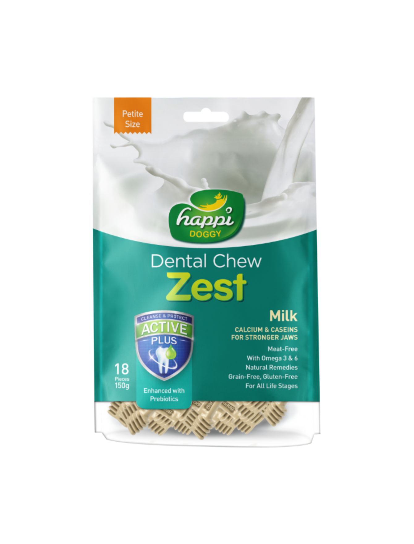 Happi Doggy Dog 150g Zest Petite 2.5-inch Milk Dental Chew Dog Treat