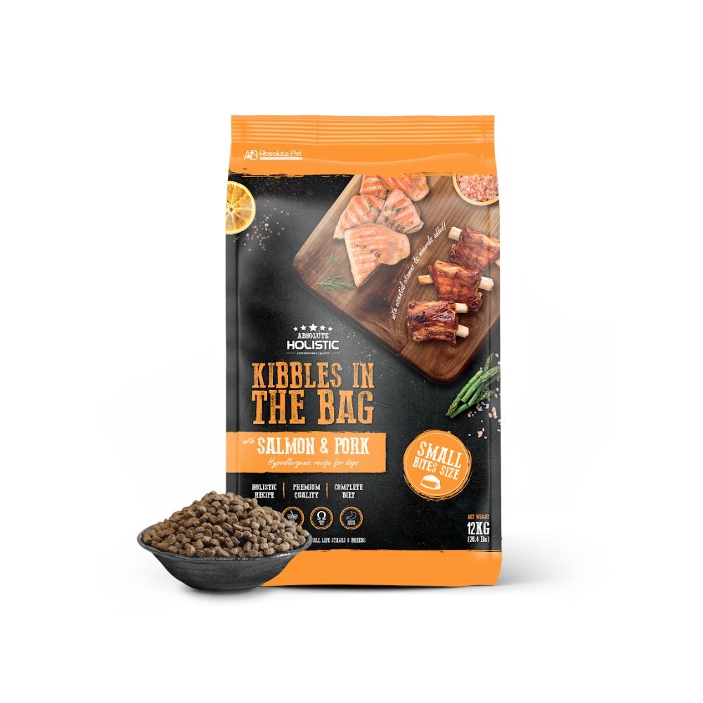 Absolute Holistic Dog 12kg Kibbles In The Bag Small Bites Salmon & Pork Dry Dog Food