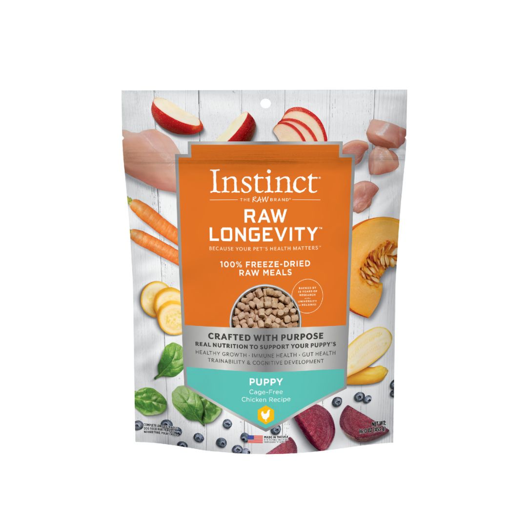 Instinct Dog 9.5oz Raw Longevity 100% Freeze Dried Raw Meals Puppy Chicken Dry Dog Food