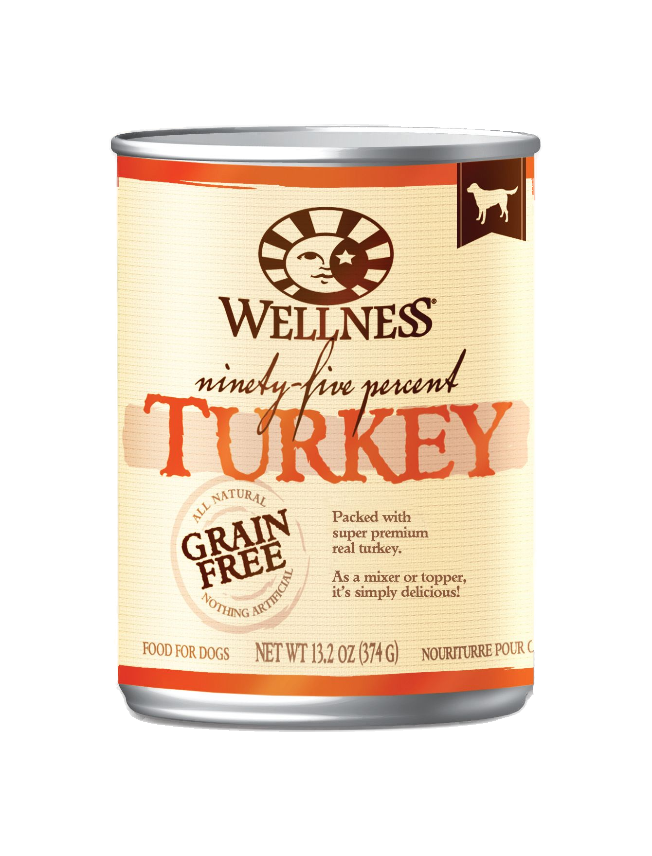 Wellness 95% Turkey Mixer & Topper Grain Free Wet Dog Food 374g