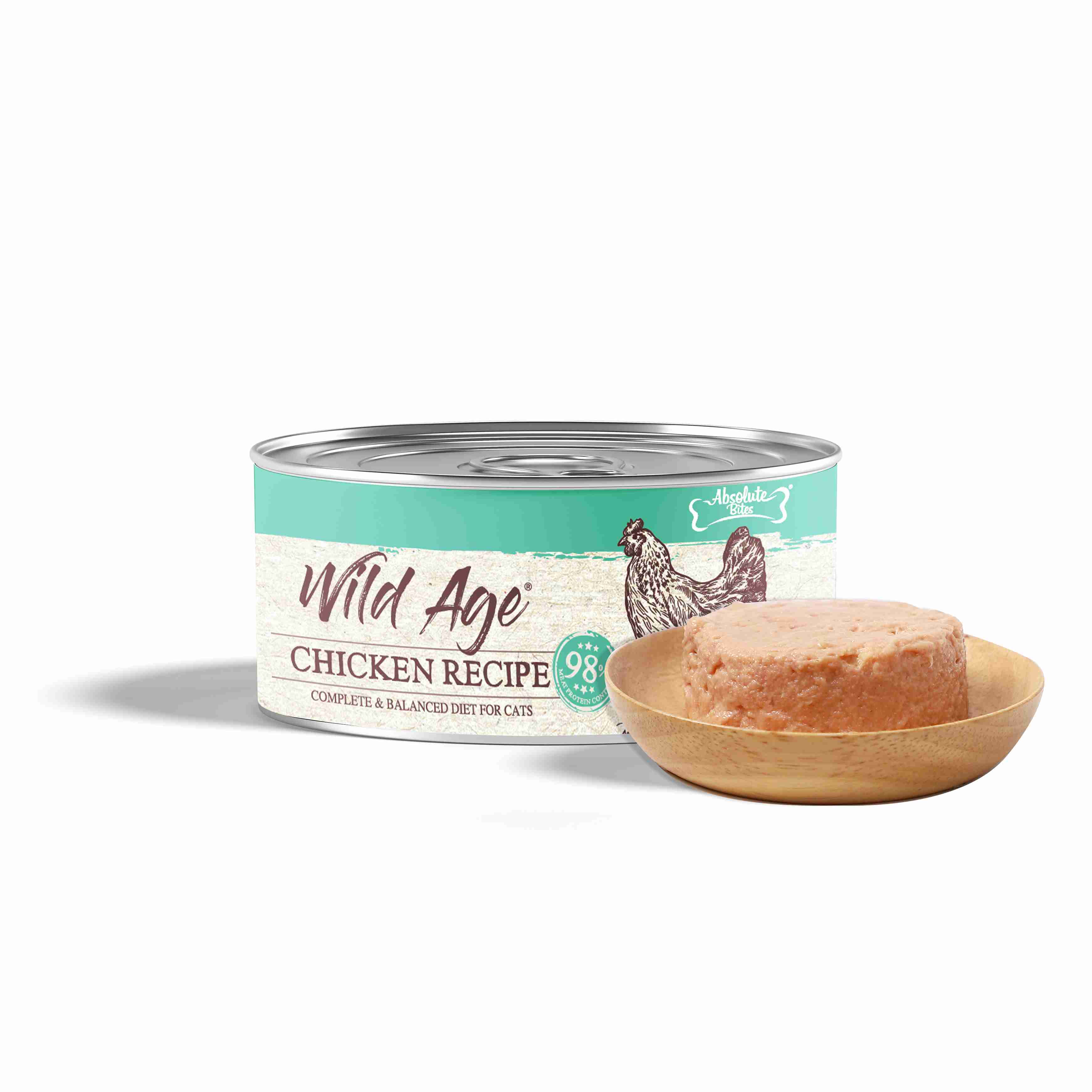 Absolute Bites Wild Age Cat 80g Complete & Balanced Diet Chicken Canned Wet Cat Food