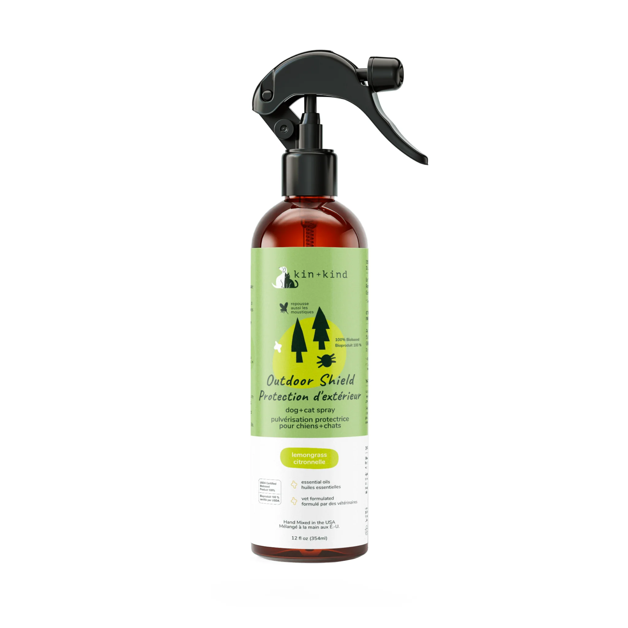 Kin+kind 354ml Flea & Tick Lemongrass Spray For Dogs & Cats