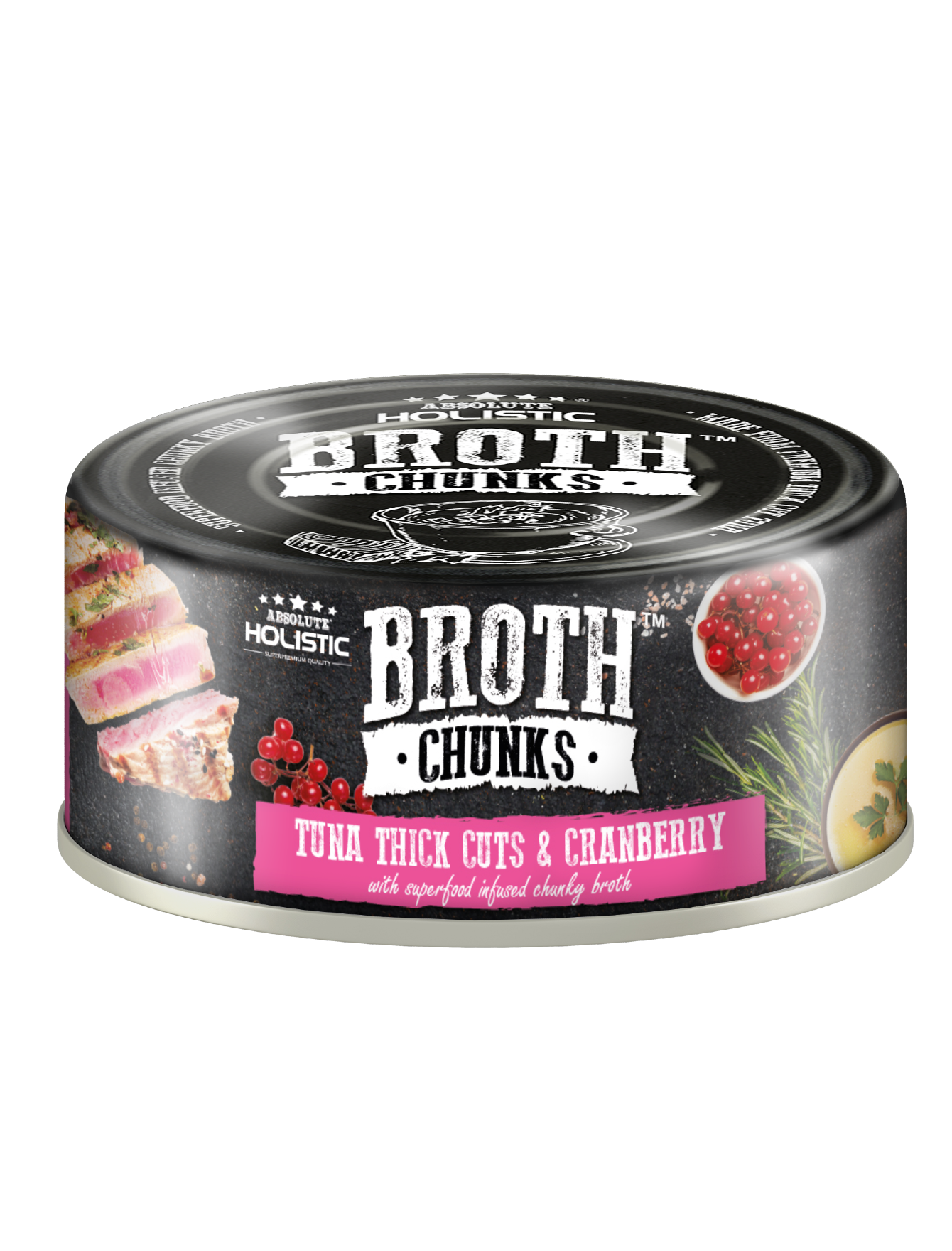 Absolute Holistic Broth Chunks Tuna Thick Cuts & Cranberry Wet Cat & Dog Food 80g