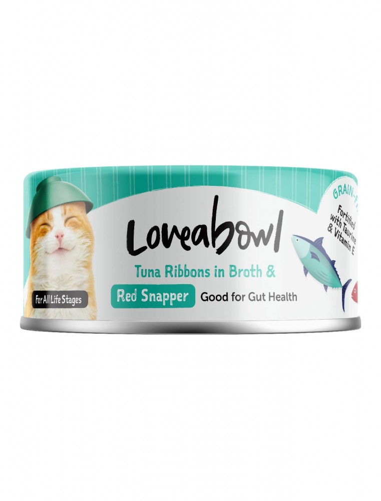 Loveabowl Cat 70g Tuna Ribbons In Broth With Red Snapper Cat Wet Canned Food